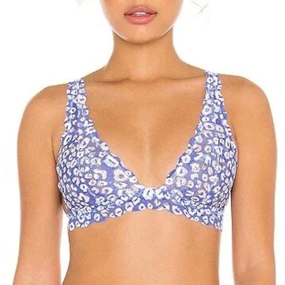 Cosabella Never Say Never TALL Triangle Bralette Leopard Cielo Blue White Small